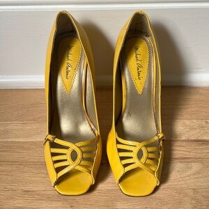 Vintage Michael Antonio Yellow Peep Toe Heels